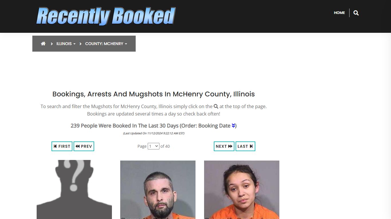 Bookings, Arrests and Mugshots in McHenry County, Illinois